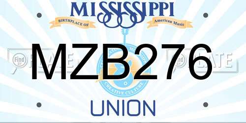 MZB276 Mississippi License Plate