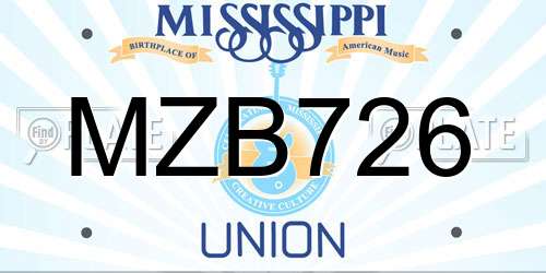 MZB726 Mississippi License Plate