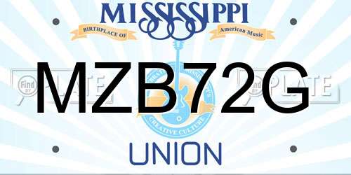MZB72G Mississippi License Plate