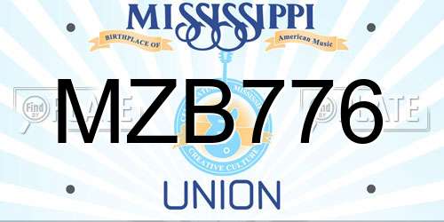 MZB776 Mississippi License Plate