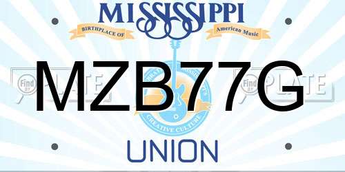 MZB77G Mississippi License Plate