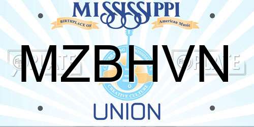 MZBHVN Mississippi License Plate