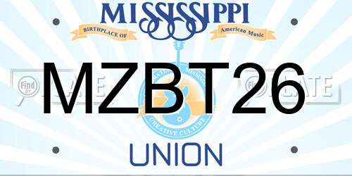 MZBT26 Mississippi License Plate