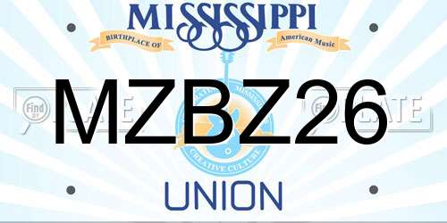 MZBZ26 Mississippi License Plate