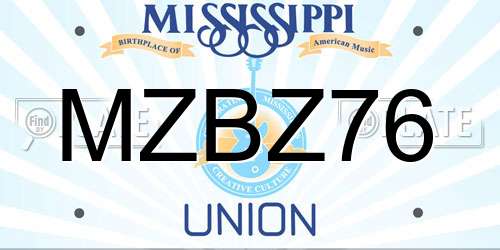 MZBZ76 Mississippi License Plate