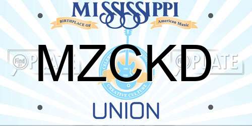 MZCKD Mississippi License Plate