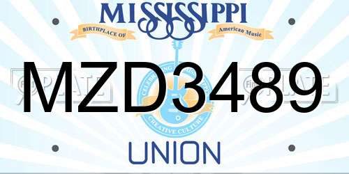 MZD3489 Mississippi License Plate