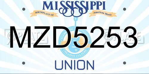 MZD5253 Mississippi License Plate