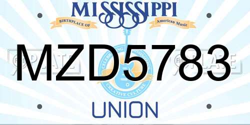 MZD5783 Mississippi License Plate