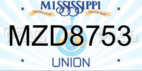 MZD8753 Mississippi License Plate