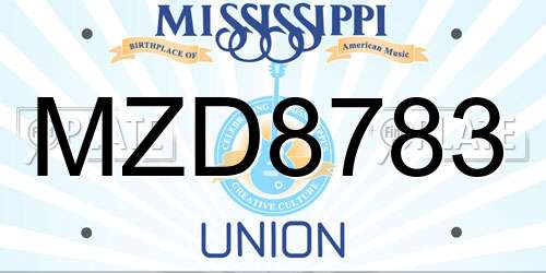 MZD8783 Mississippi License Plate