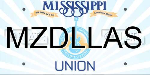 MZDLLAS Mississippi License Plate
