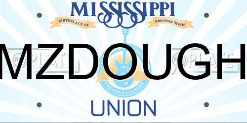 MZDOUGH Mississippi License Plate