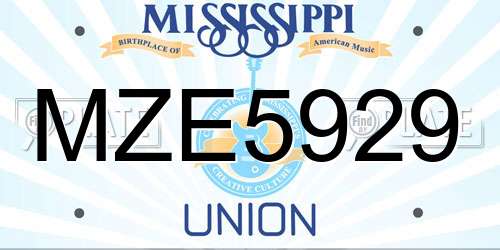 MZE5929 Mississippi License Plate