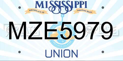 MZE5979 Mississippi License Plate