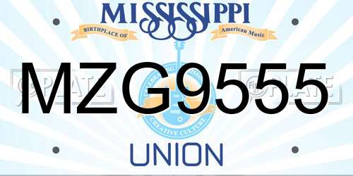 MZG9555 Mississippi License Plate