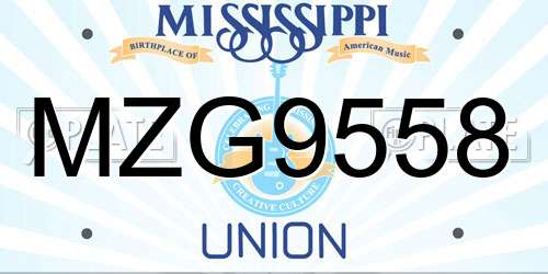 MZG9558 Mississippi License Plate