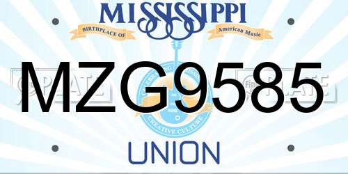 MZG9585 Mississippi License Plate