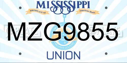 MZG9855 Mississippi License Plate