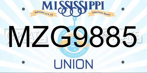 MZG9885 Mississippi License Plate