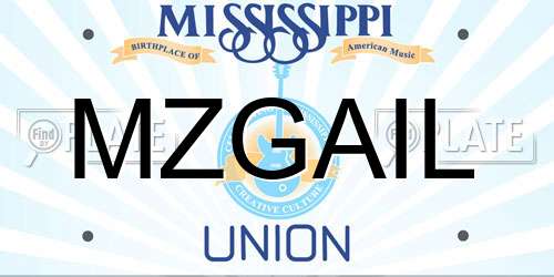 MZGAIL Mississippi License Plate