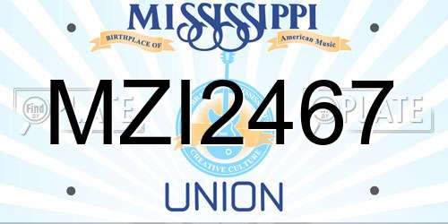 MZI2467 Mississippi License Plate
