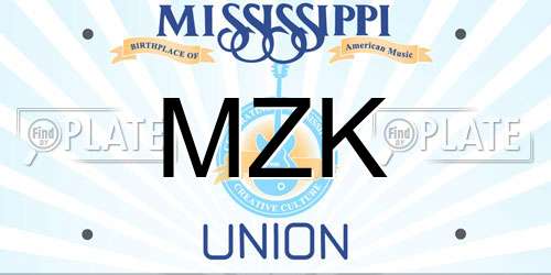 MZK Mississippi License Plate