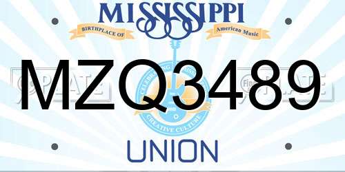 MZQ3489 Mississippi License Plate