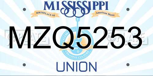 MZQ5253 Mississippi License Plate