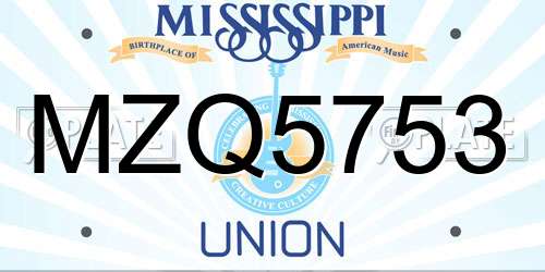 MZQ5753 Mississippi License Plate