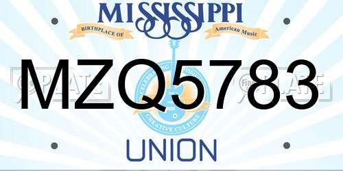 MZQ5783 Mississippi License Plate