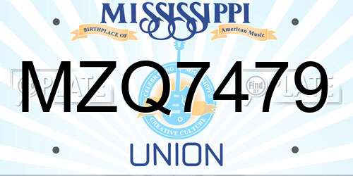 MZQ7479 Mississippi License Plate