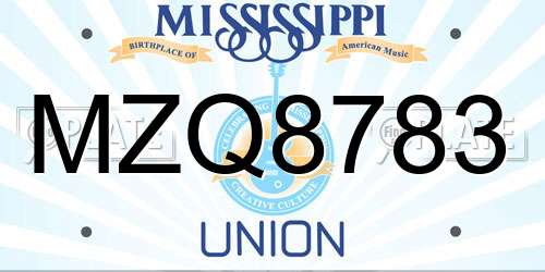MZQ8783 Mississippi License Plate