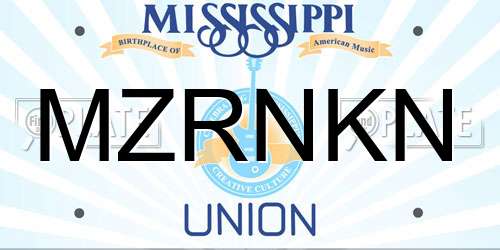 MZRNKN Mississippi License Plate