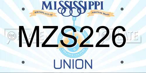 MZS226 Mississippi License Plate