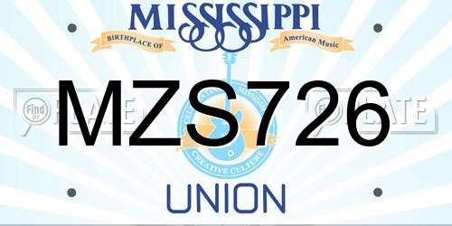 MZS726 Mississippi License Plate