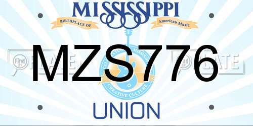 MZS776 Mississippi License Plate