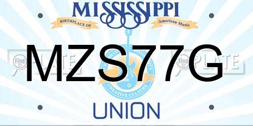 MZS77G Mississippi License Plate