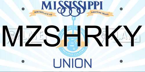 MZSHRKY Mississippi License Plate