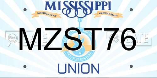 MZST76 Mississippi License Plate