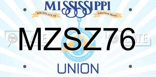 MZSZ76 Mississippi License Plate