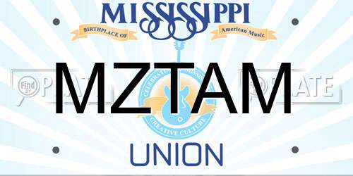 MZTAM Mississippi License Plate
