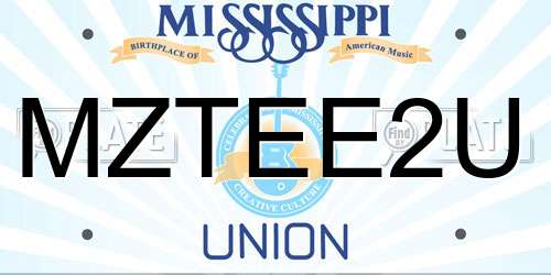 MZTEE2U Mississippi License Plate