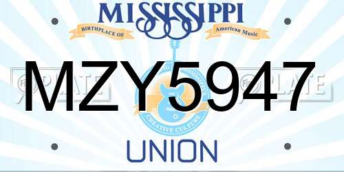 MZY5947 Mississippi License Plate