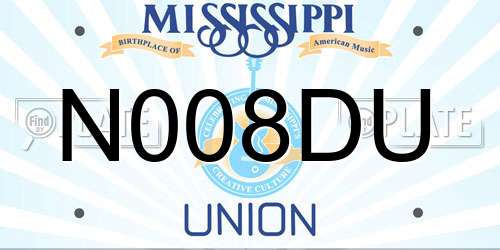 N008DU Mississippi License Plate