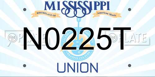 N0225T Mississippi License Plate