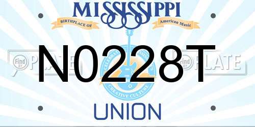 N0228T Mississippi License Plate