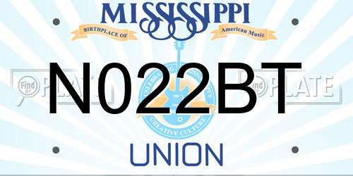 N022BT Mississippi License Plate