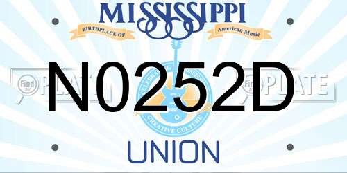 N0252D Mississippi License Plate