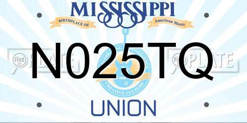 N025TQ Mississippi License Plate